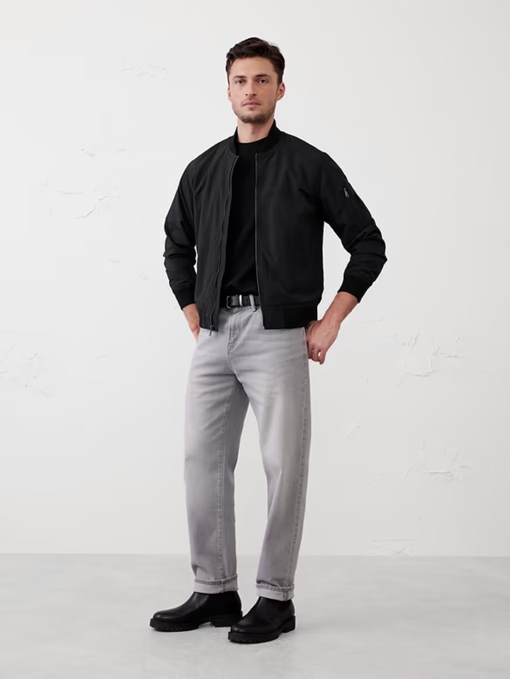 Banana Republic Heritage Bomber Jacket Coat Black L